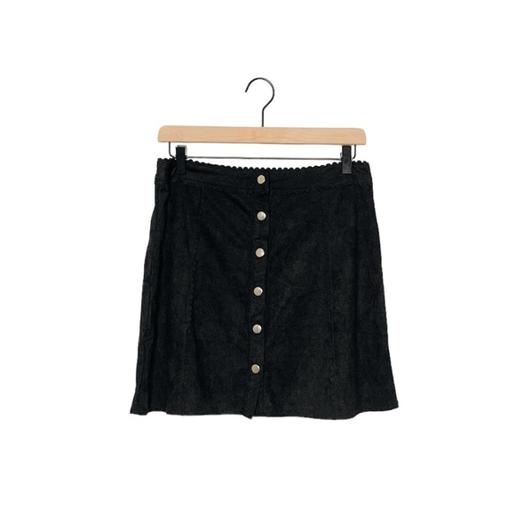 Francescas Mi Ami Black Faux Suede Mini Skirt Large L - Picture 1 of 7